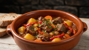 Guisado de carne de ternera con patatas, zanahoria y verduras